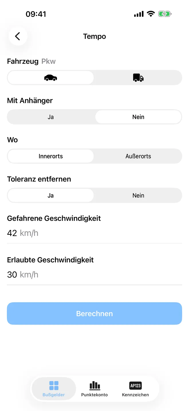 iBußgeld – Geschwindigkeit