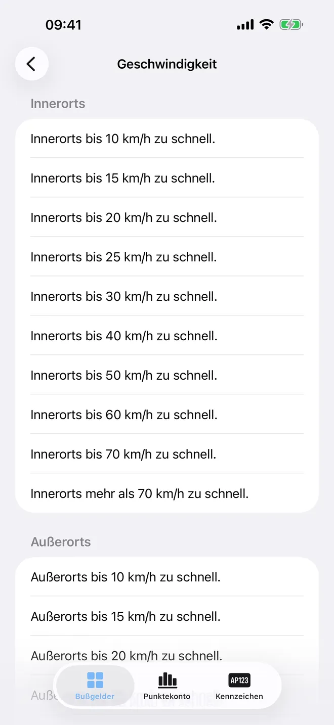 iBußgeld – Bußgeldkatalog